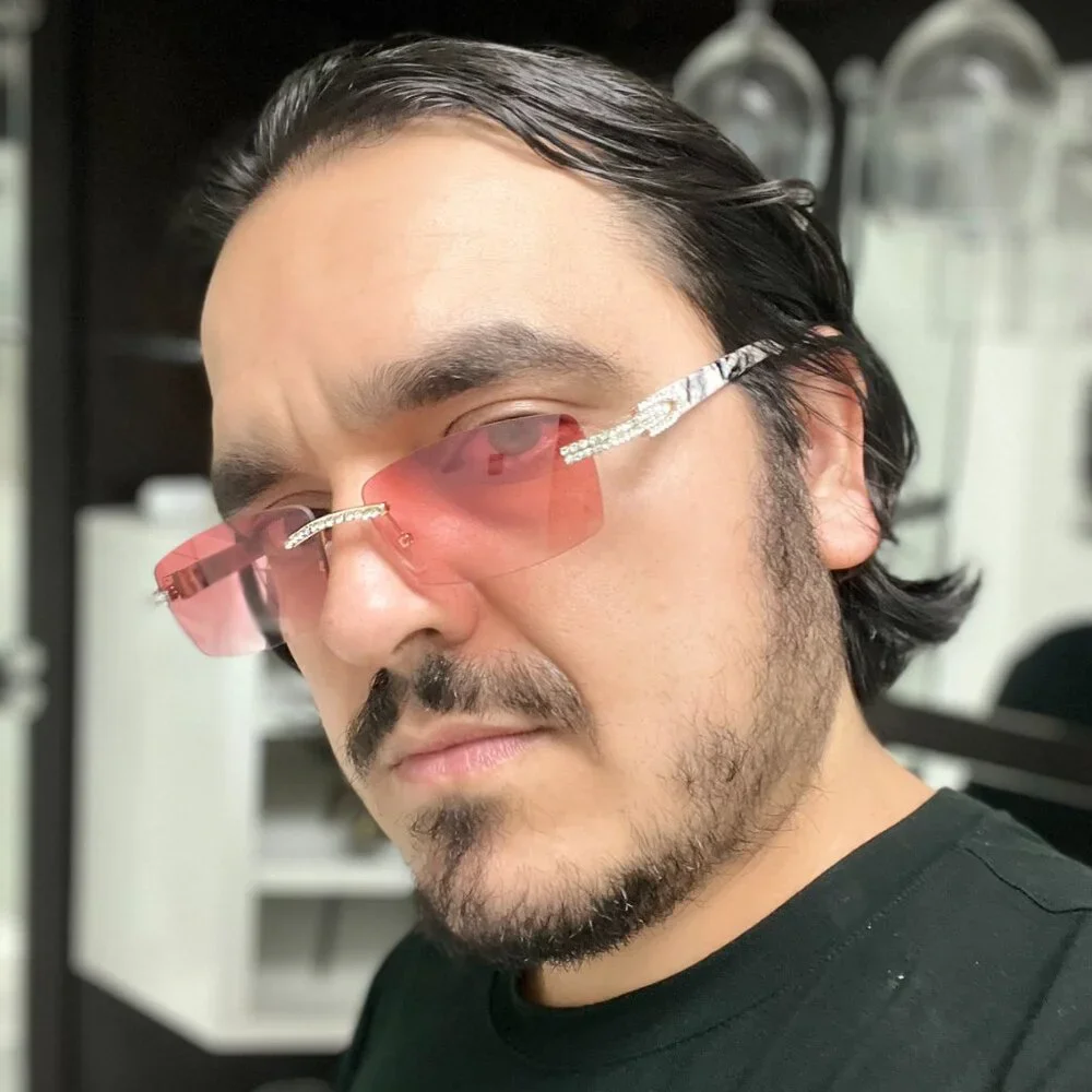 Men Women Sunglasses Red Lens Fashion Designer New Style‎ Square Rimless Lentes